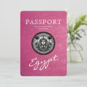 Magenta Egypt Passport Wedding Save the Date (Stehend Vorderseite)