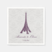 Magenta Eiffel Tower Damask Brautparty Serviette (Vorderseite)
