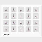 Magenta Eiffel Tower Damask Danke Stickers (Blatt)