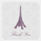 Magenta Eiffel Tower Damask Danke Stickers (Vorderseite)