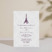 Magenta Eiffel Tower Damask Einladung