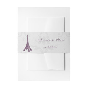 Magenta Eiffel Tower Damask Einladung Einladungsbanderole