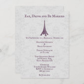 Magenta Eiffel Tower Damask Probe Dinner Einladung (Vorne/Hinten)