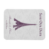 Magenta Eiffel Tower Damask Speichern das Datum Ma Magnet (Horizontal)