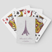 Magenta Eiffel Tower Damask Wedding Gefallen Spielkarten (Rückseite)