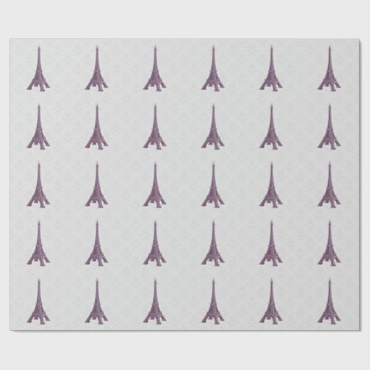 Magenta Eiffel Tower Damask Wedding Paper Geschenkpapier (Flach)