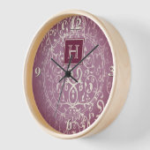 Magenta Elegant Blühe Monogram-Uhr Uhr (Winkel)