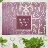 Magenta Elegant Blühe Monogramm Handtuch (Gefaltet)