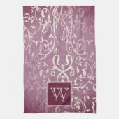 Magenta Elegant Blühe Monogramm Handtuch (Vertikal)