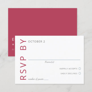 Magenta Elegante Moderne Minimalistische Hochzeit RSVP Karte