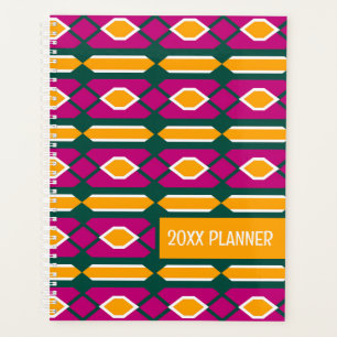 Magenta, Emerald und Goldenrod Geometrisches Muste Planer