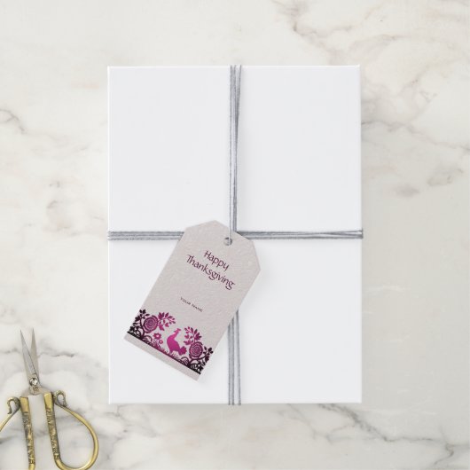 Magenta Erntedank Türkei Blumengeschenktag Geschenkanhänger (Mit Garn)