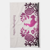 Magenta Erntedank Türkei Blumenküche Handtuch (Vertikal)