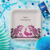 Magenta Erntedank Türkei Blumenpapierplatte Pappteller (Party)