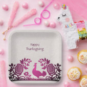 Magenta Erntedank Türkei Blumenpapierplatte Pappteller (Party)