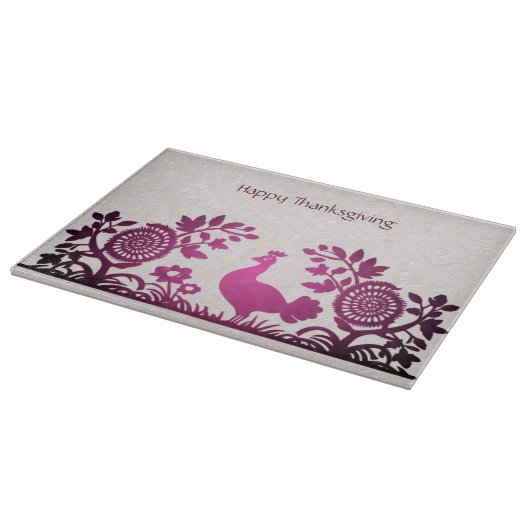 Magenta Erntedank Türkei Blumenzausschnitt Schneidebrett (Ecke)