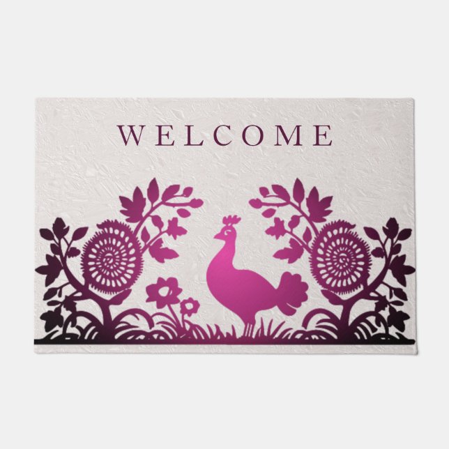 Magenta Erntedank Türkei Floral Doormat Fußmatte (Vorderseite)