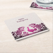 Magenta Erntedank Turkey Floral Paper Untersetzer (angewinkelt)