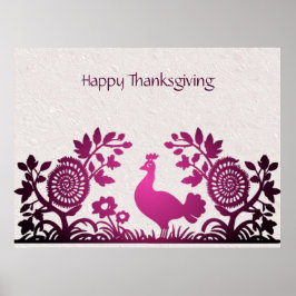 Magenta Erntedank Turkey Floral Poster