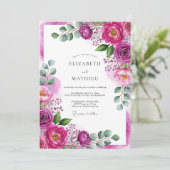 Magenta Ethereal Bloom Wedding Einladung (Stehend Vorderseite)