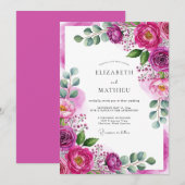 Magenta Ethereal Bloom Wedding Einladung (Vorne/Hinten)