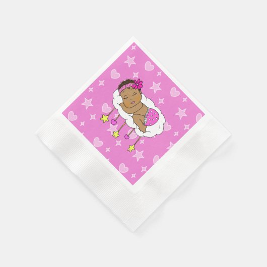 Magenta Ethnic Baby Girl Hearts and Stars Serviette (Ecke)