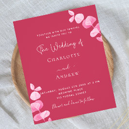 Magenta eucalyptus Budget Einladung zur Hochzeit Flyer
