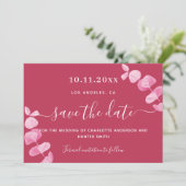 Magenta eucalyptus Hochzeit speichern Sie das Datu Save The Date (Stehend Vorderseite)