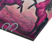 Magenta Fantasy Pferde im Cartoon Dot Schneidebrett (Ecke)