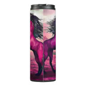 Magenta Fantasy Pferde im Cartoon Dot Thermosbecher (Rückseite)