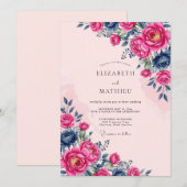 Magenta Fester Hochzeit im Frühling Einladung (Vorne/Hinten)