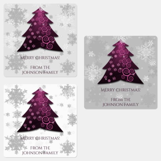 Magenta Festival Weihnachtsbaum Backlabel Etiketten (Gruppe)