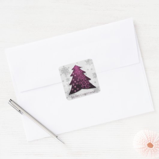Magenta Festive Christmas Tree Sticker (Umschlag)