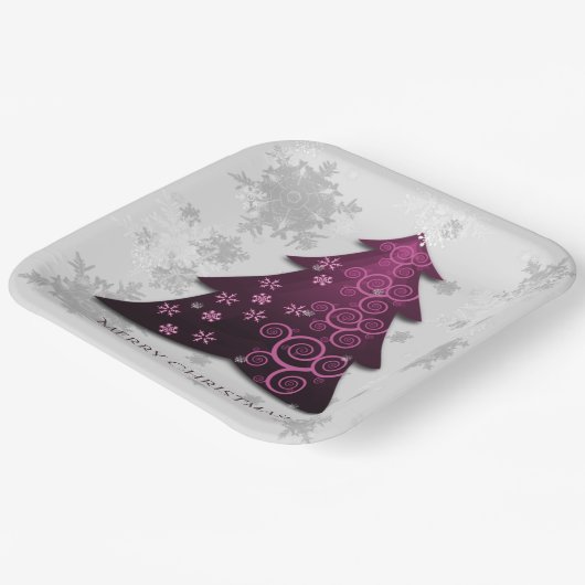 Magenta festliche Weihnachtsbaumplatte Pappteller (Gewinkelt)