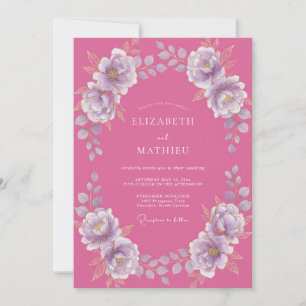Magenta Flieder Aquarell Blumenhochzeit Einladung