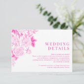 Magenta Flora Chinoiserie Hochzeitsstimmung Begleitkarte (Stehend Vorderseite)