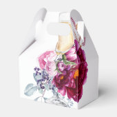 Magenta Floral Champagne Wedding Geschenkschachtel (Rückseite)