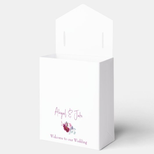 Magenta Floral Champagne White Wedding Geschenkschachtel (Geöffnet)