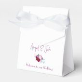 Magenta Floral Champagne White Wedding Geschenkschachtel (Vorderseite)