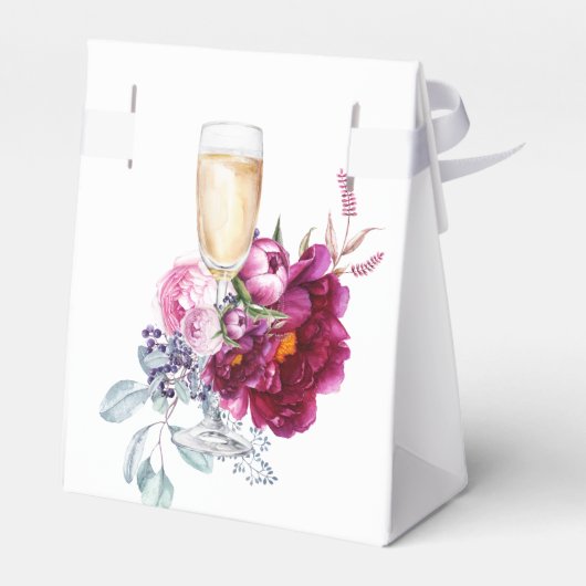 Magenta Floral Champagne White Wedding Geschenkschachtel (Rückseite)