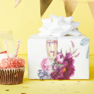 Magenta Floral Champagner vor der Hochzeit W Geschenkpapier