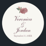 Magenta Floral Custom Wedding Stickers<br><div class="desc">Magenta Floral Custom Wedding Stickers Schöne,  violette Blumen auf einem Elfenbeinhintergrund. Diese Aufkleber koordinieren sich mit unserer eleganten Lila Blumenkollektion. Weitere Dankeschön-Designs finden Sie auf Metro-Event.com und MetroEvents auf Zazzle.</div>
