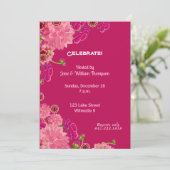 Magenta floral einladung (Stehend Vorderseite)