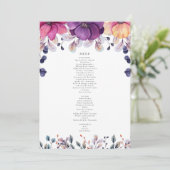 Magenta Floral Menu Einladung (Stehend Vorderseite)