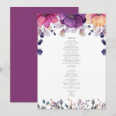 Magenta Floral Menu Einladung (Vorne/Hinten)