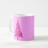Magenta Floral Moderner Weihnachtsbaum Kaffeetasse (Vorderseite Links)
