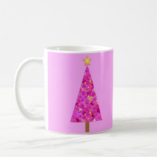 Magenta Floral Moderner Weihnachtsbaum Kaffeetasse
