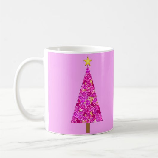 Magenta Floral Moderner Weihnachtsbaum Kaffeetasse (Links)