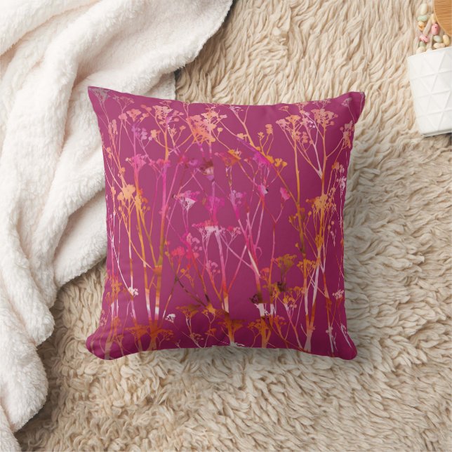 Magenta Floral Print Kissen (Decke)