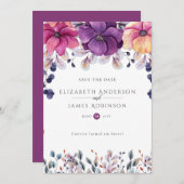 Magenta Floral Save the Date digital oder gedruckt Einladung (Vorne/Hinten)